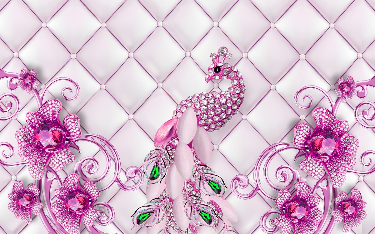 Фреска Павлин в розовыых сапфирах